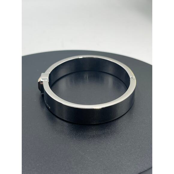 Michael Kors Urban Rush Silver Hinged Square Cut Center‎ Stone Bangle Bracelet - Picture 9 of 12